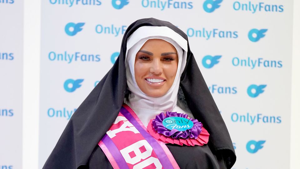 Katie Price dressed as a nun at the launch of her OnlyFans website (Ian West/PA)