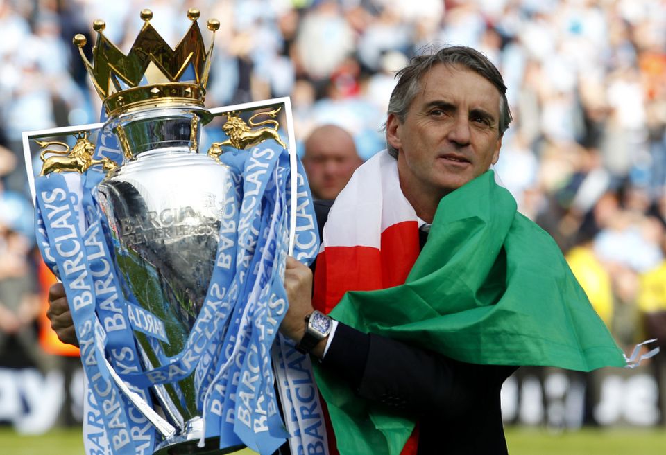Roberto Mancini’s City clinched the title, but only at the end of a roller-coaster season (Dave Thompson/PA)