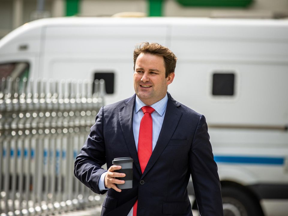 Fine Gael Senator John McGahon arriving at Dundalk Circuit Court accused of assault causing harm. Photo: Mark Condren