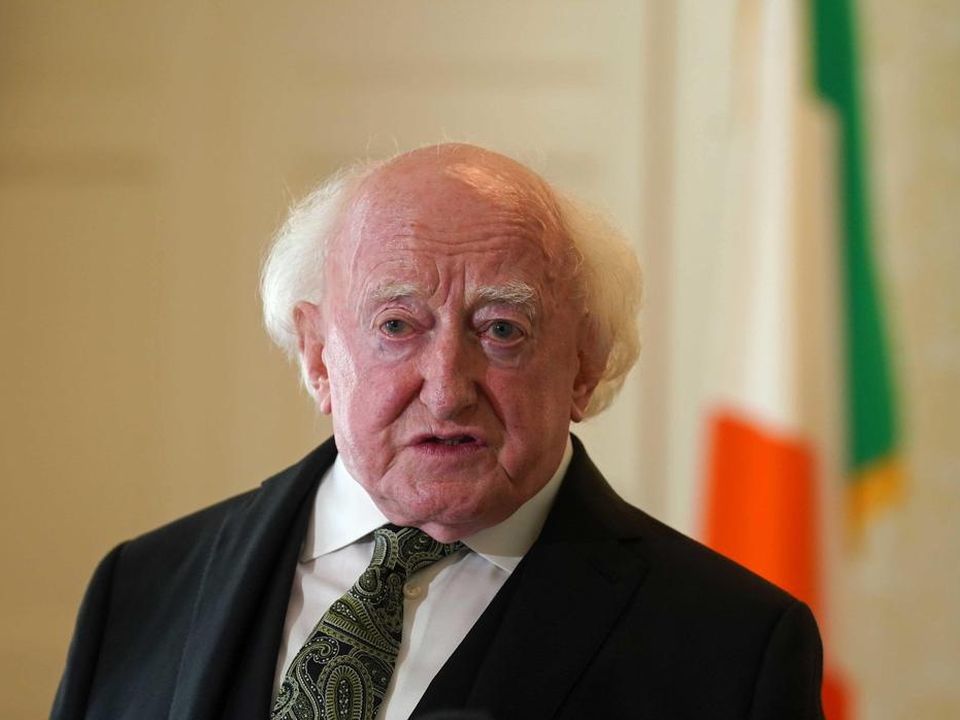 Irish President Michael D Higgins speaking at his official residence in Dublin (Brian Lawless/PA)