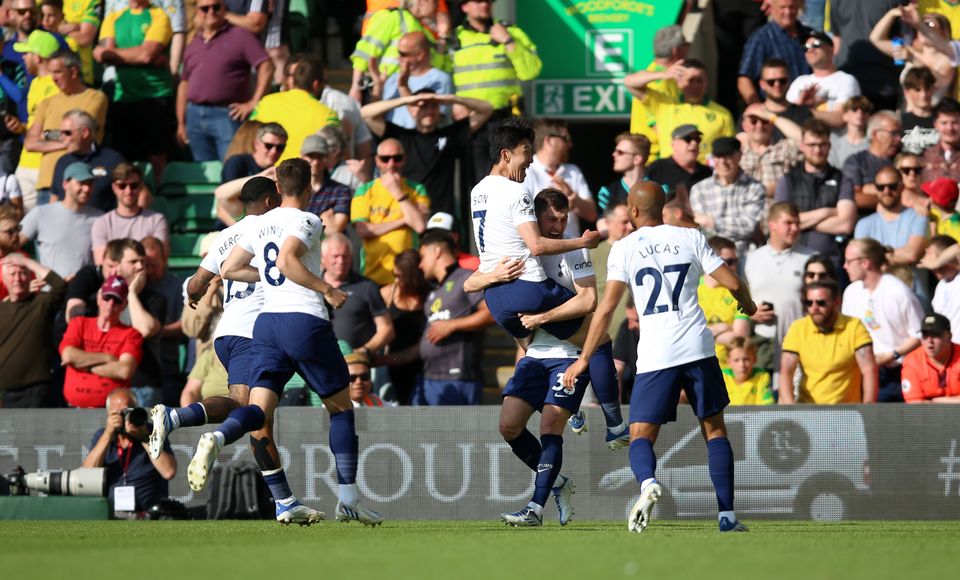 Tottenham beat Norwich on Sunday (Nigel French/PA)