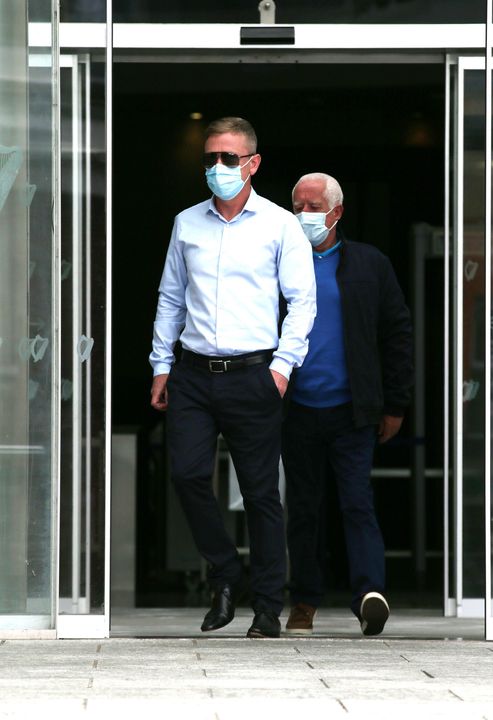 Jonathan Dowdall, 44, (left in photo ) leaving the special criminal court in Dublin, with father Patrick Dowdall. Pic Collins Courts