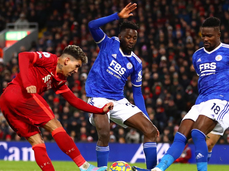 Firmino gets a shot away against Leicester