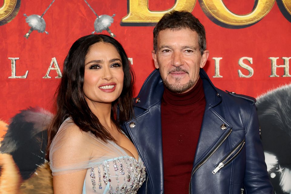 Salma at the premiere of Puss in Boots: The Last Wish with Antonio Banderas
