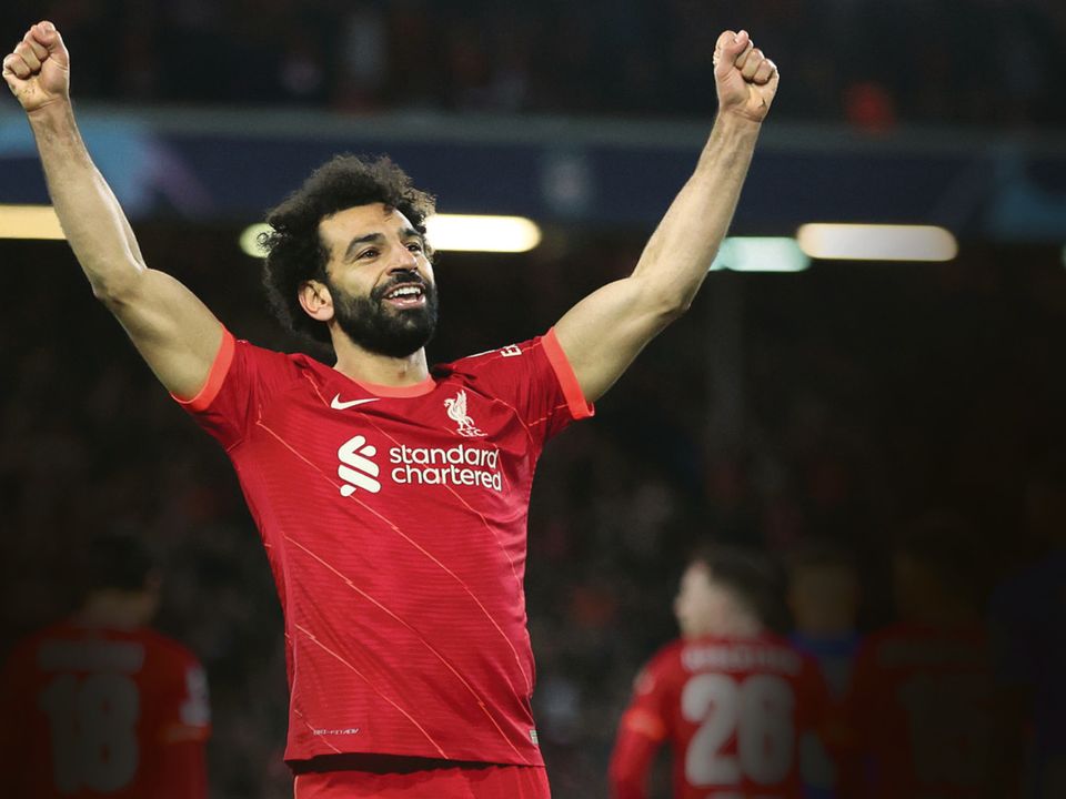 Mohamed Salah of Liverpool celebrates after scoring. (Photo by Clive Brunskill/Getty Images)