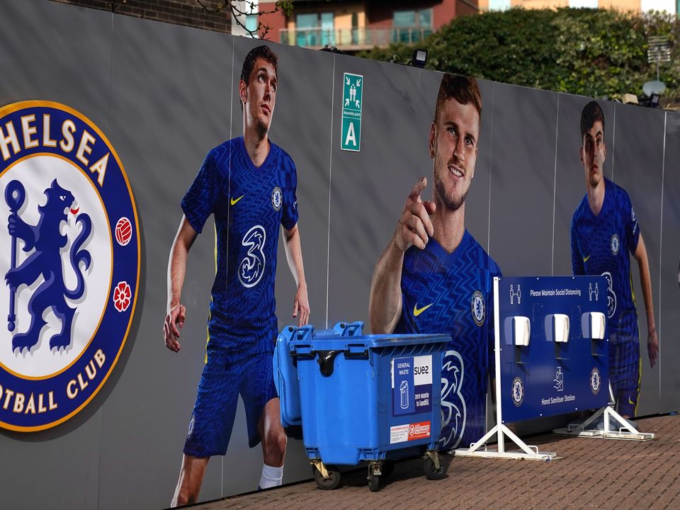 A general view of signage outside Stamford Bridge (Adam Davy/PA)