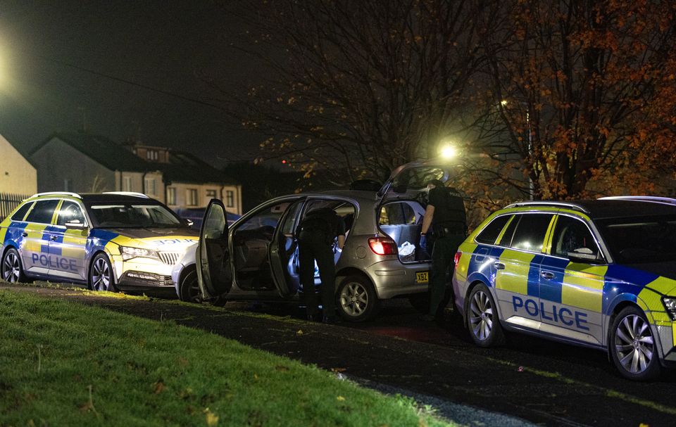 Police arrested a man in his 20s after a stolen car crashed into police in west Belfast on November 2, 2024 (Photo: Kevin Scott)