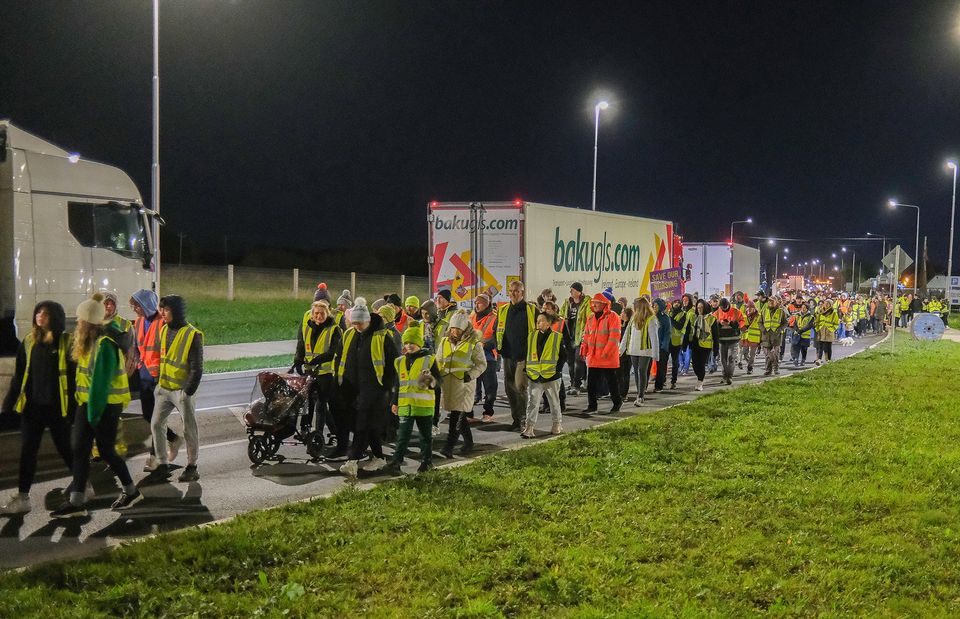 Protest in Rosslare Harbour on Monday evening