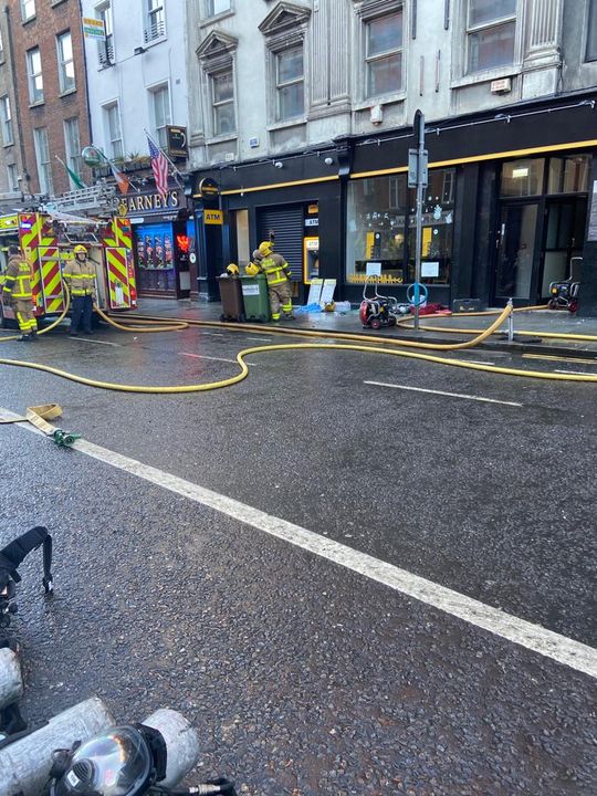 Dublin Fire Brigade tackled the blaze in a building on Dame Street yesterday.