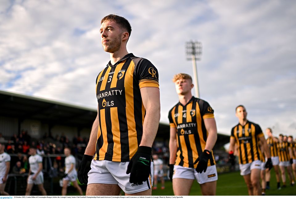 Crossmaglen Rangers before the Armagh County Senior Club Football Championship Final match. Photo by Ramsey Cardy/Sportsfile