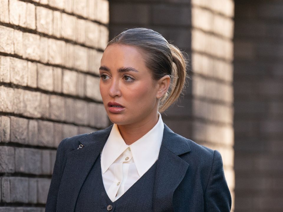 Georgia Harrison arrives at Chelmsford Crown Court, Essex, where her former partner Stephen Bear is charged with voyeurism and two counts of disclosing private sexual photographs or films. The 32-year-old reality TV star, who appeared in Ex On The Beach, is accused of secretly recording himself having sex with a woman and posting the footage online. Picture date: Tuesday December 6, 2022.