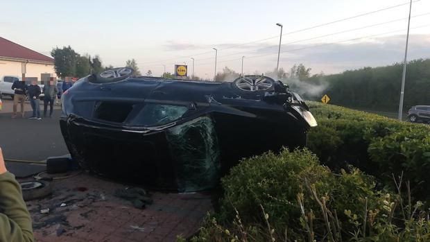 The car involved in the pursuit that crashed in Naas.