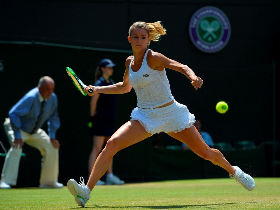 Italy's Camila Giorgi playing at Wimbledon.
