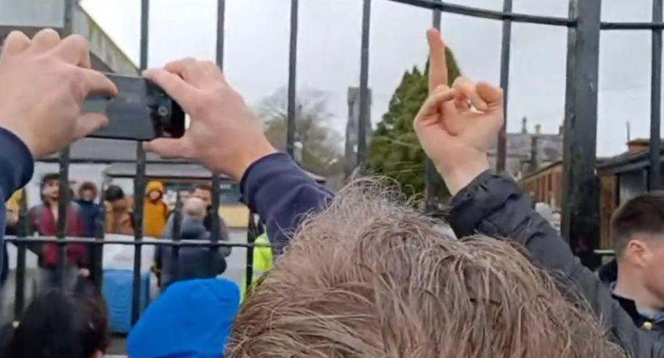 protestor's gesture