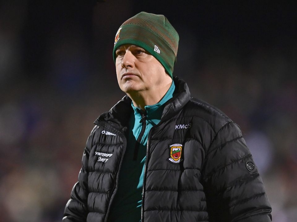 25 February 2023; Mayo manager Kevin McStay before the Allianz Football League Division 1 match between Mayo and Tyrone at Hastings Insurance MacHale Park in Castlebar, Mayo. Photo by Ben McShane/Sportsfile