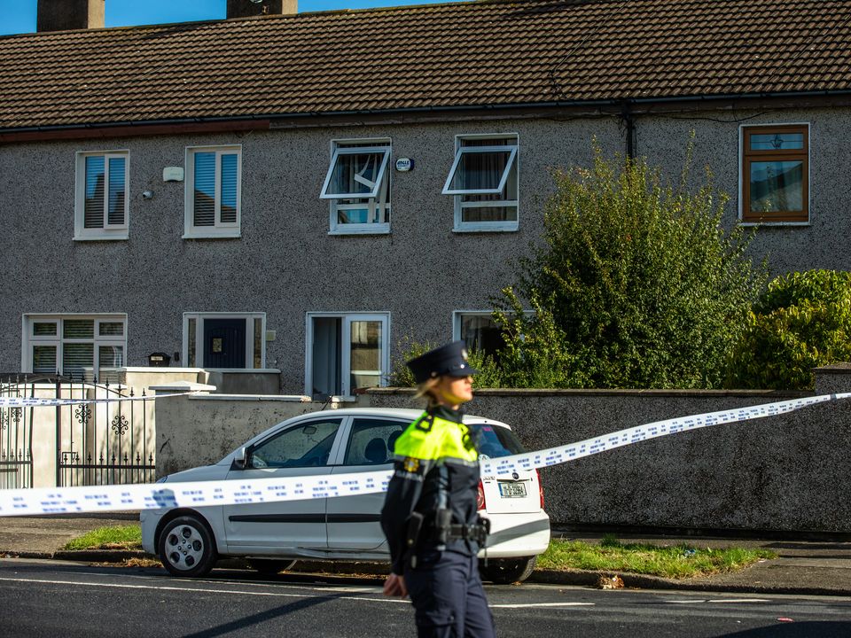 Gardaí at the scene in the Rossfield Estate, Tallaght. Photo: Mark Condren