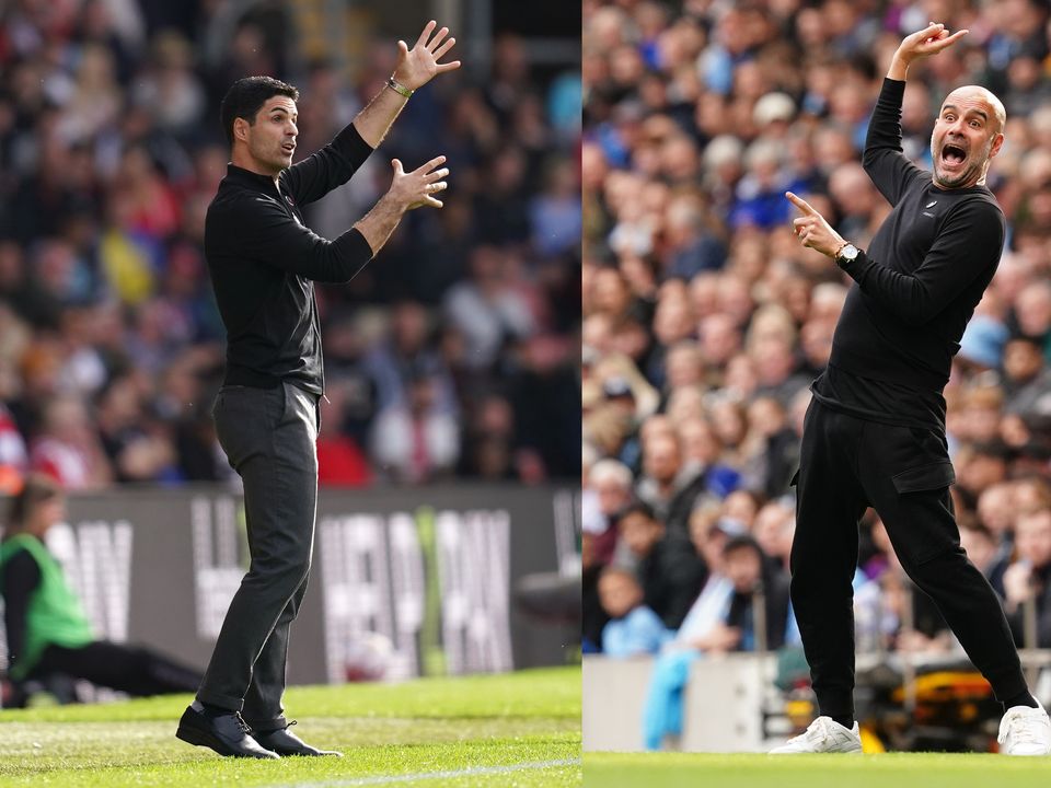 Mikel Arteta (left) and Pep Guardiola (right) are known for their emotional reactions (PA)