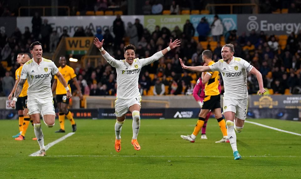 Luke Ayling (right) celebrates the winning goal (Nick Potts/PA)