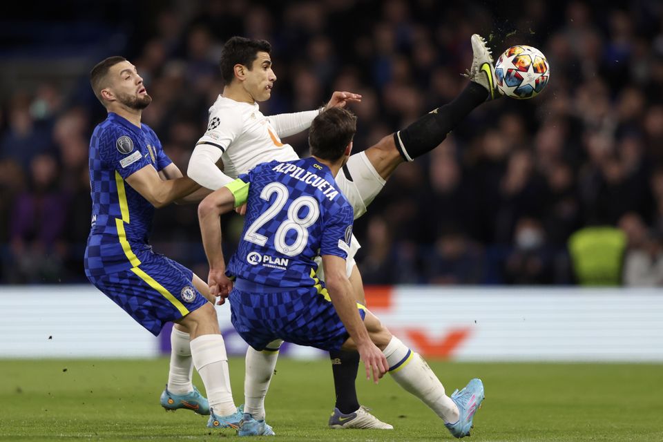 Mateo Kovacic (left) hobbled out of the clash with an apparent left leg problem (Ian Walton/AP)