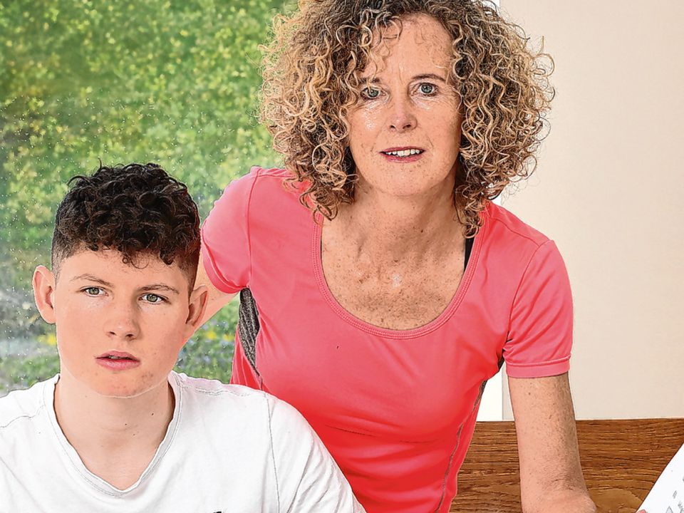 Cormac Walsh (17) with his mother Eithne at their home in Co Wicklow.