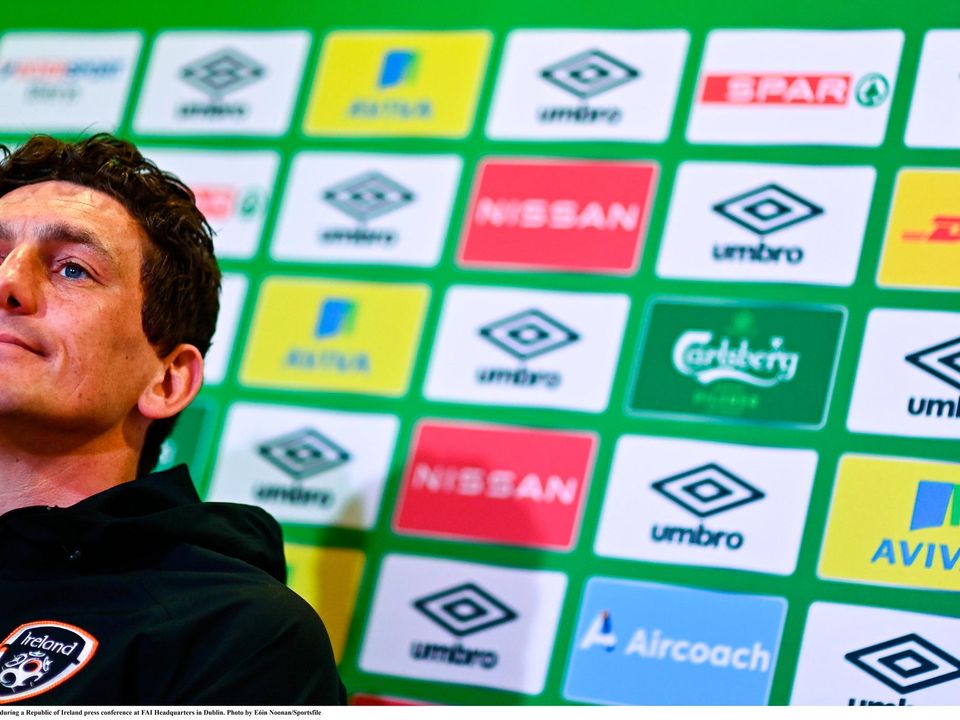 'This is our regime': Ireland coach Keith Andrews during a press conference at FAI Headquarters in Dublin. Photo: Eóin Noonan/Sportsfile
