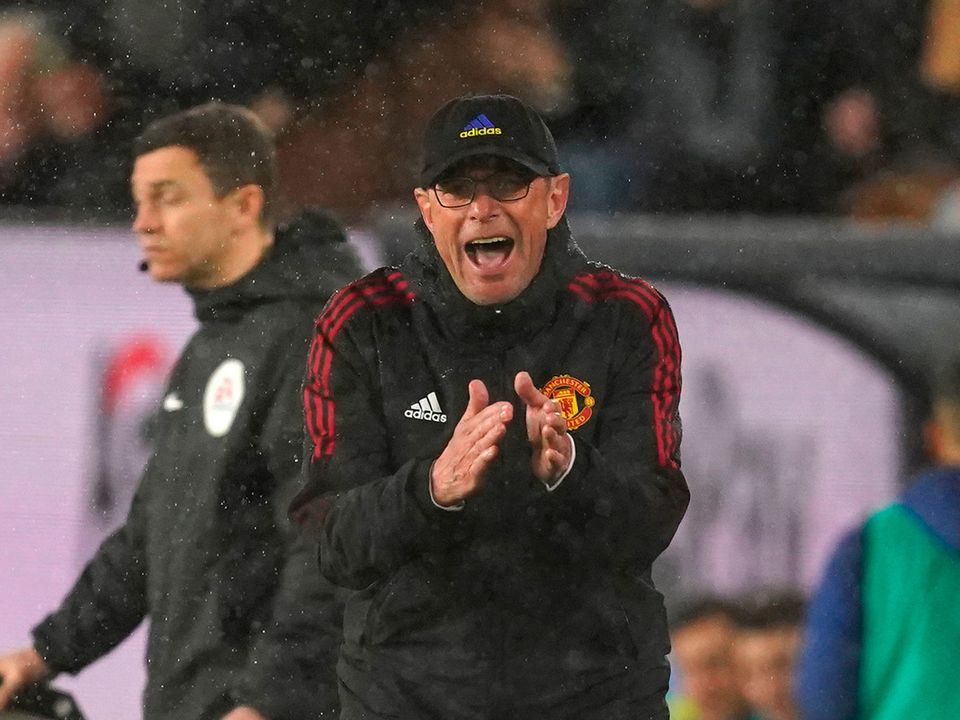 The fact that United haven't scored directly from a corner in over 13 months, is becoming a serious worry for interim manager Ralf Rangnick. Photo: PA/Reuters