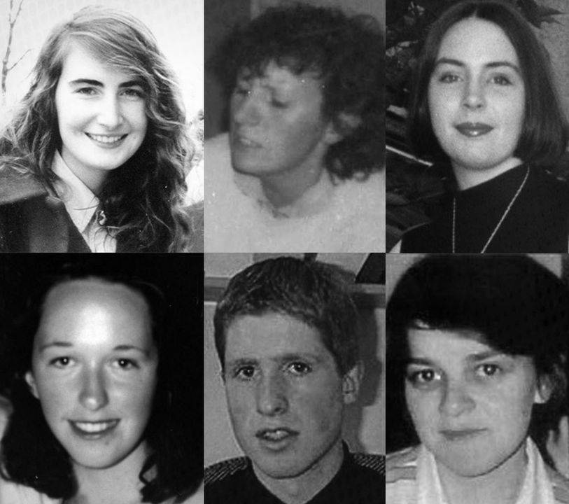 Top row, from left: Missing persons Annie McCarrick, Barbara Walsh and Deirdre Jacob. Bottom row, from left: Missing persons Jo Jo Dullard, Trevor Deely and Sandra Collins.