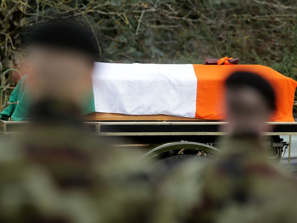 The funeral mass of Acting Sergeant Major Declan O'Connell in St Brigid's Church in the Curragh Camp. Picture; Gerry Mooney