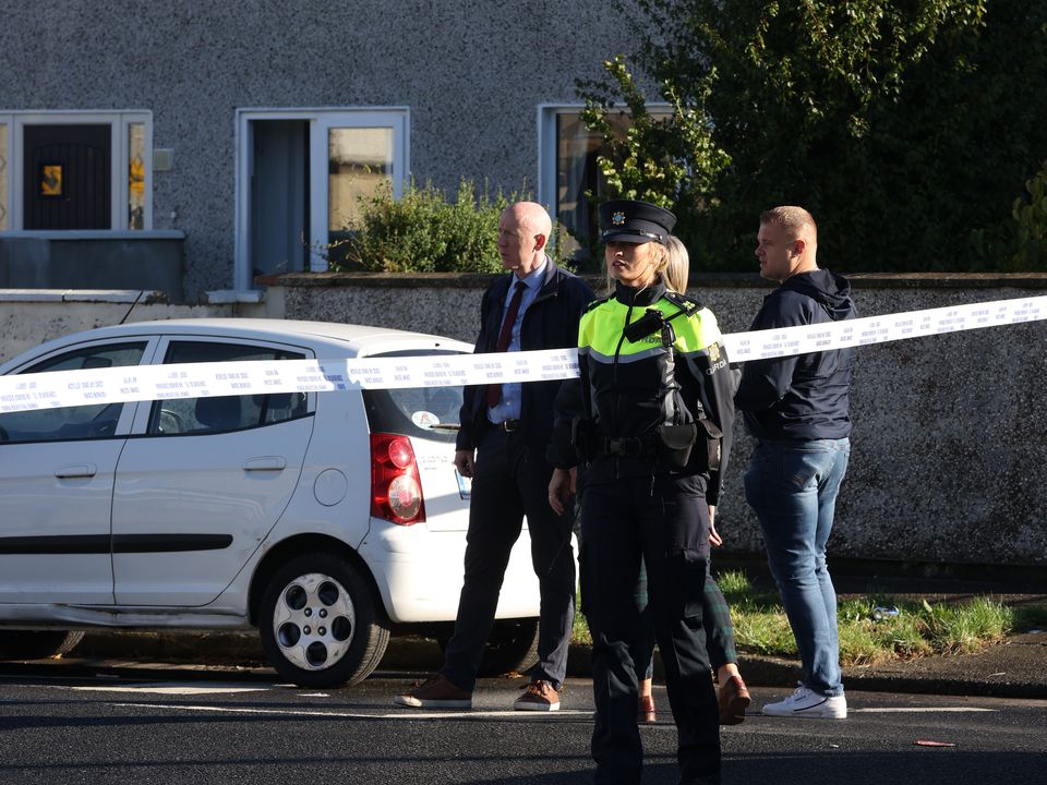 Gardaí at the house in the Rossfield estate in Tallaght. Photo: Damien Eagers