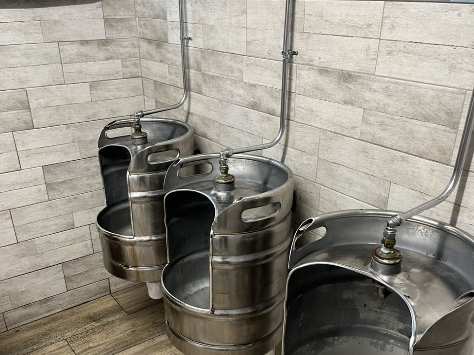 The beer keg urinals in The Blackthorn are unique