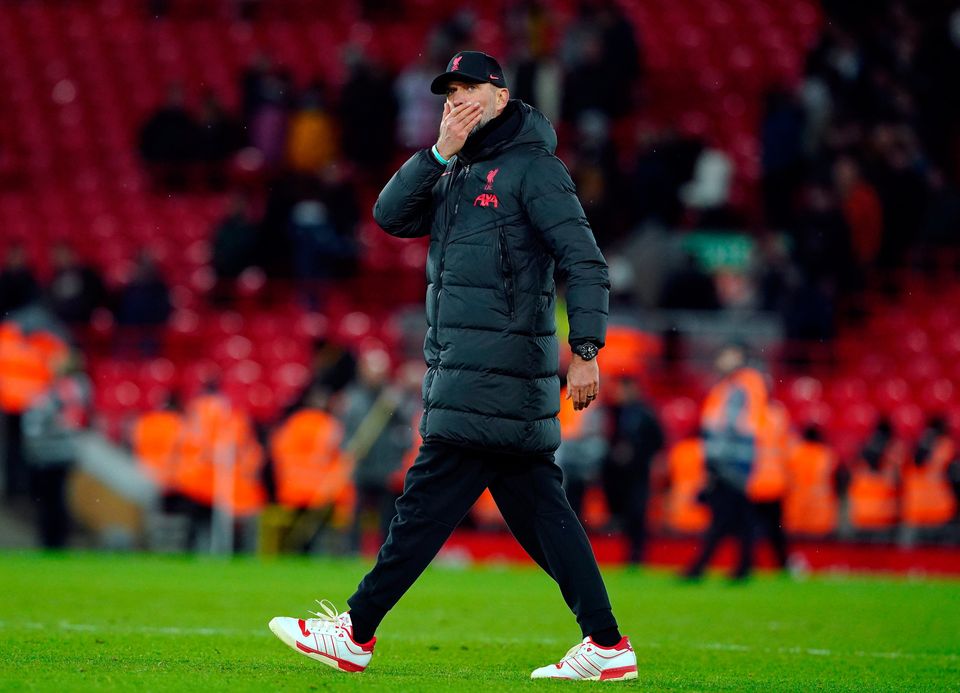 A victory over arch-rivals Manchester United would take some of  the pressure off Jurgen Klopp. Photo: Peter Byrne/PA Wire.