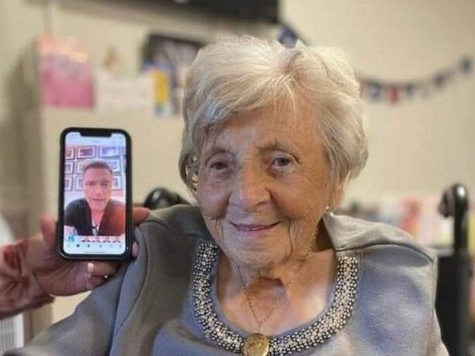 Ronan Keating recorded a personalised birthday message for Florence Callender (107). Photo: Wellburn House Care Home
