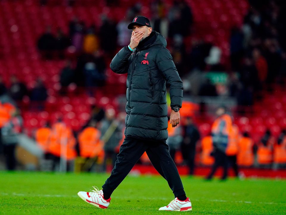 A victory over arch-rivals Manchester United would take some of  the pressure off Jurgen Klopp. Photo: Peter Byrne/PA Wire.