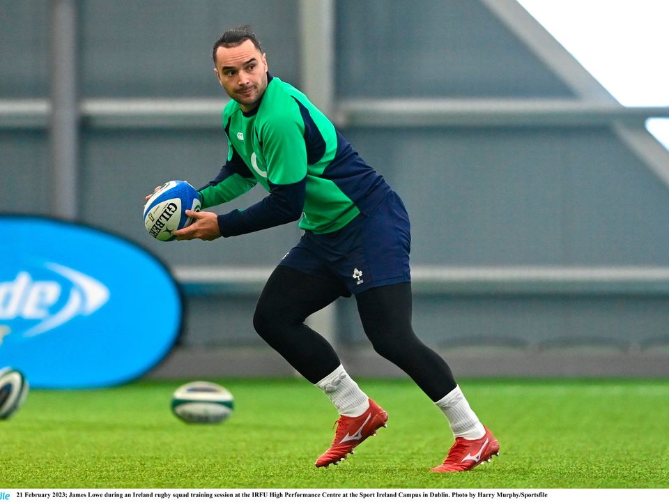 James Lowe during an Ireland rugby squad training session at the IRFU High Performance Centre. Photo by: Harry Murphy/Sportsfile