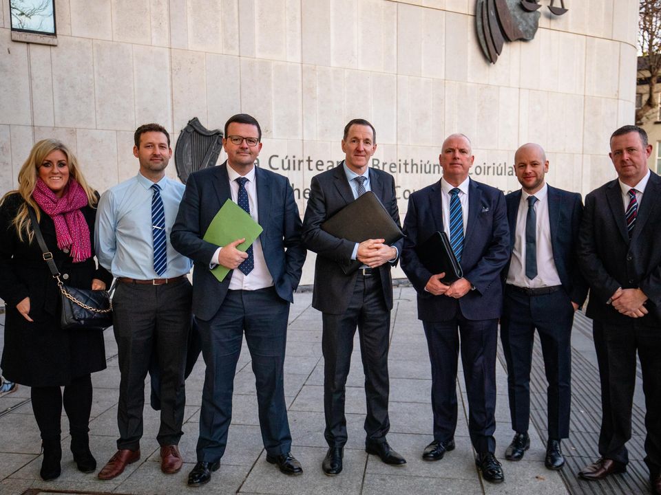 Pictured (from left) Sgt Jennifer Carrick, Garda Alan Thompson, Detective Garda Tom Bissett, Detective Superintendent Brian O’Keeffe, Detective Sergeant Eamonn O’Neill, Garda Fiachra Frewen and Detective Garda Garry Collins outside the Criminal Courts of Justice after Gerard Cervi was sentenced to life in prison for the murder of Bobby Messett at Bray Boxing Club in June 2018. Photo: Mark Condren