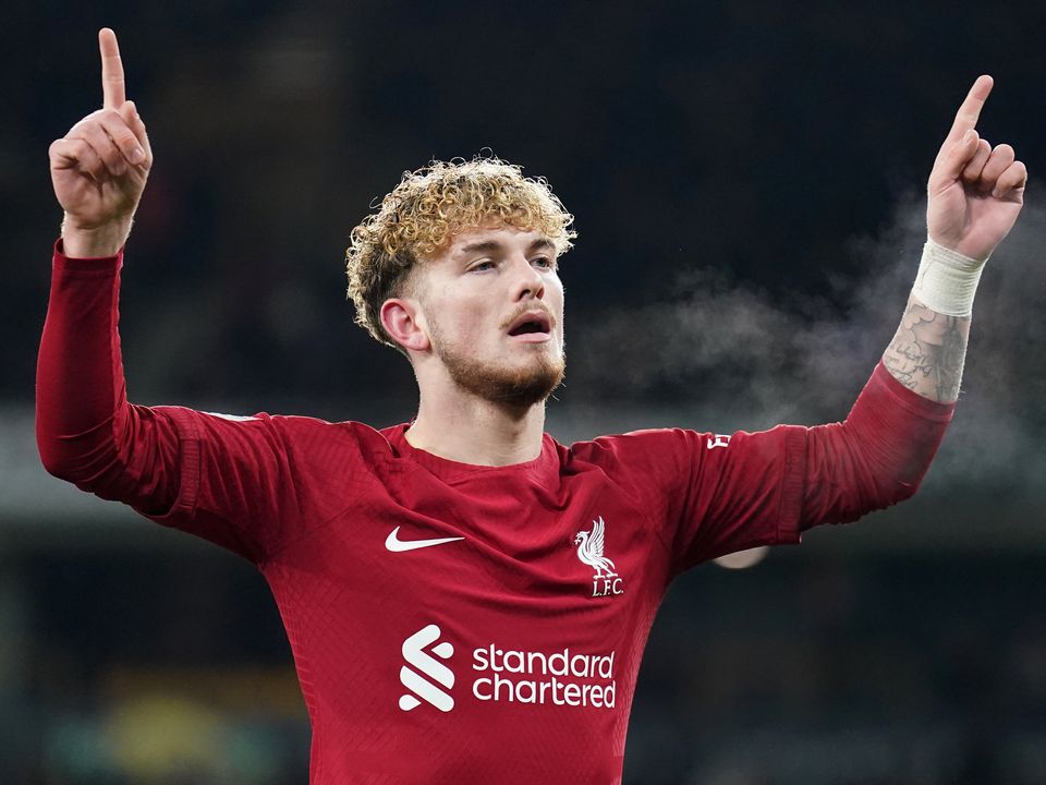 Liverpool's Harvey Elliott celebrates scoring their side's first goal of the game during the Emirates FA Cup third round replay match at Molineux Stadium, Wolverhampton. Picture date: Tuesday January 17, 2023.