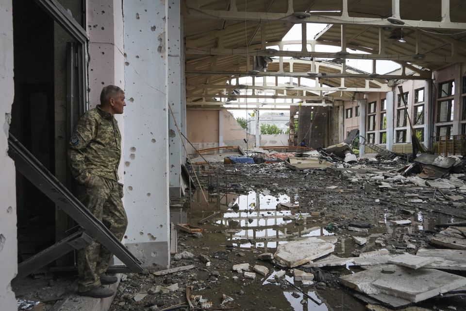 A ruined building in Kharkiv (Andrii Marienko/AP)