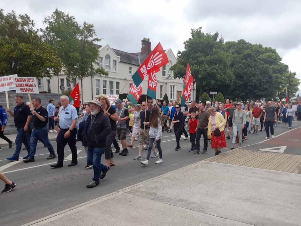 People on the streets of Navan for the protest
