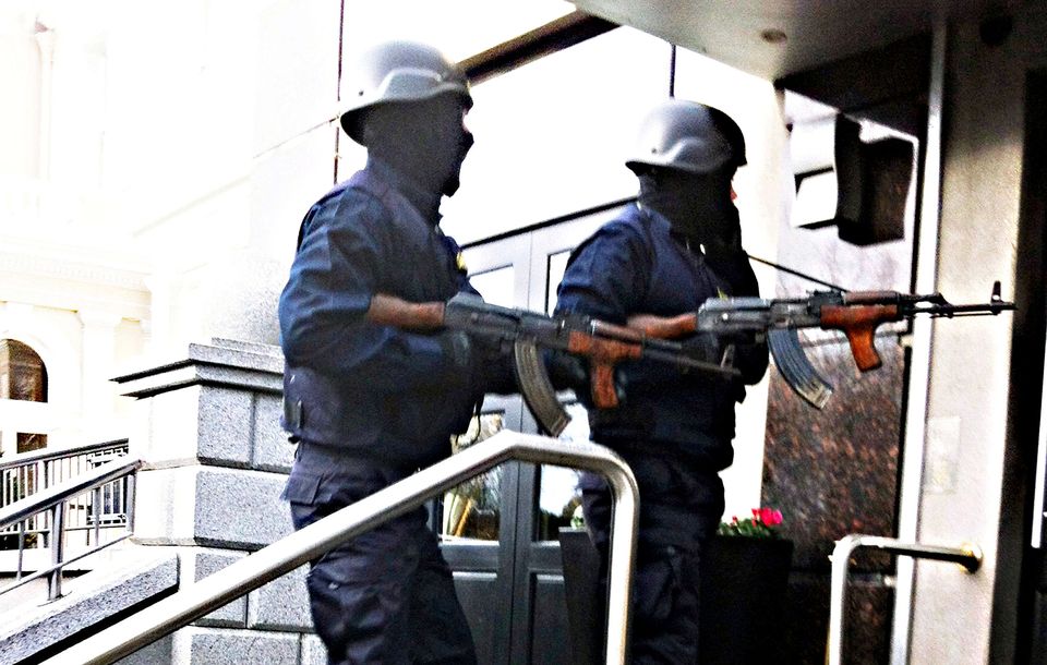 Raiders armed with AK47s and disguised as gardaí entering The Regency Hotel in 2016