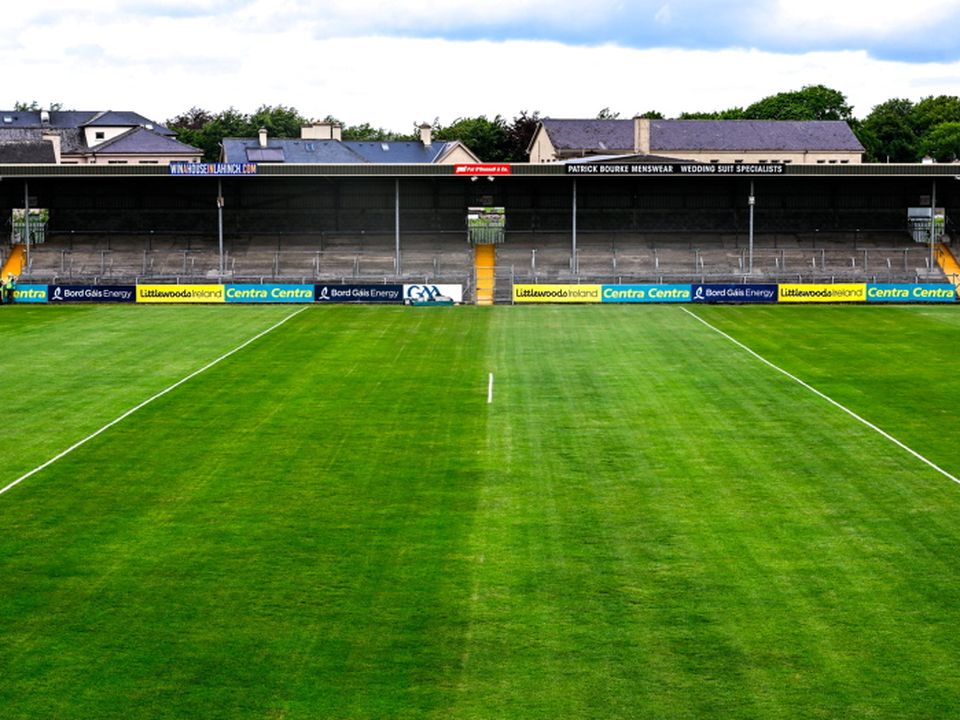 General view of  Cusack Park before the Munster GAA Hurling Senior Championship Round 5 match between Clare and Waterford