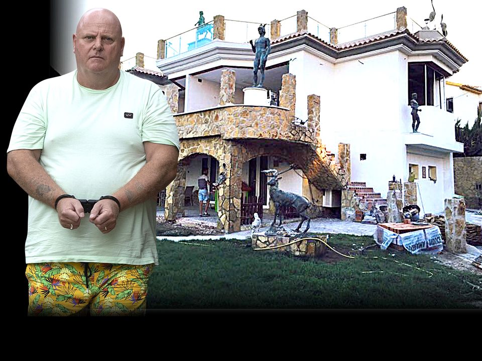 Johnny Morrissey (left) and his mansion in Spain