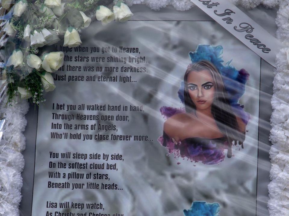 Poem left on the grave of  twins, Christy and Chelsea Cawley and their older sister Lisa Cash. Photo: Collins
