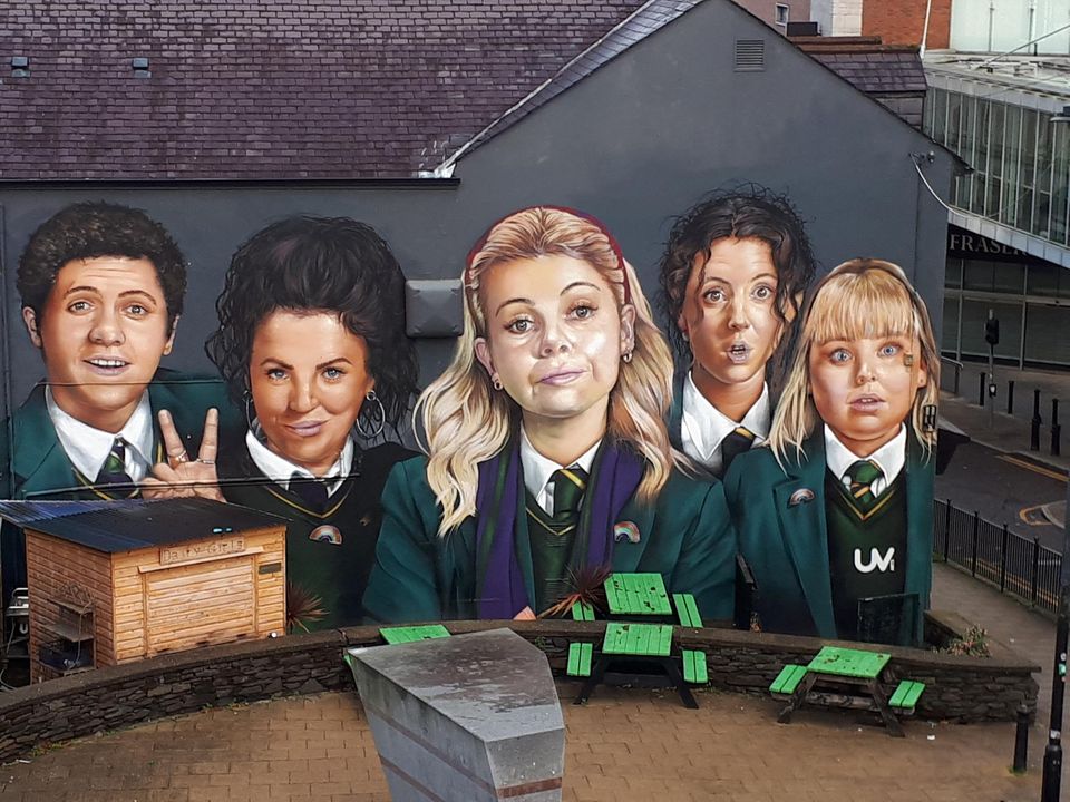 The Derry Girls mural in the city