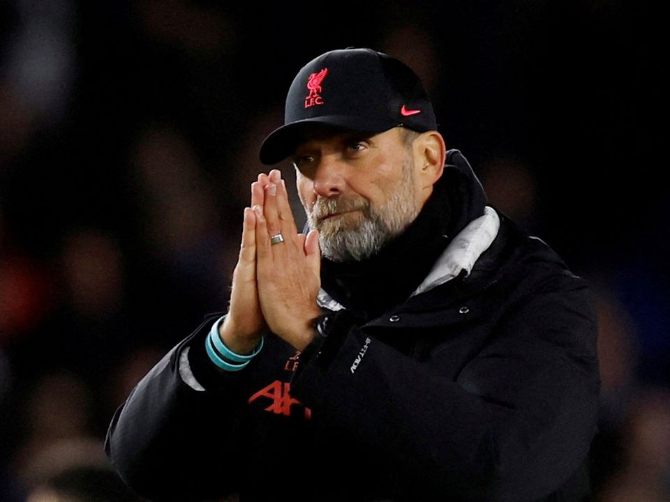 Liverpool manager Jurgen Klopp looks dejected after his side's defeat to Brighton at the weekend. Photo: Andrew Couldridge/Action Images via Reuters
