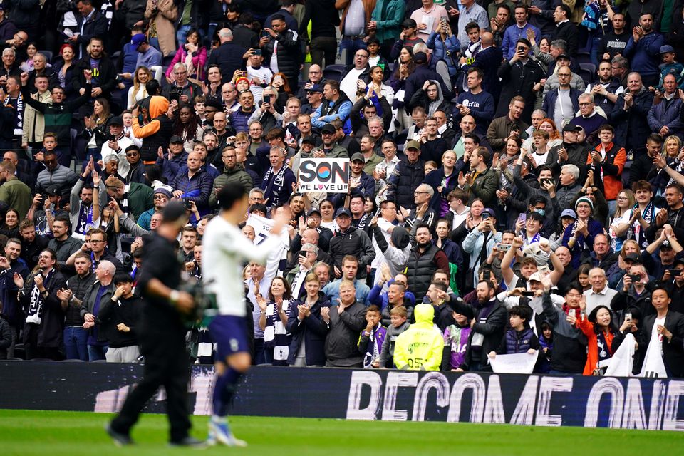 Tottenham Hotspur fans applaud Son Heung-min (Adam Davy/PA)